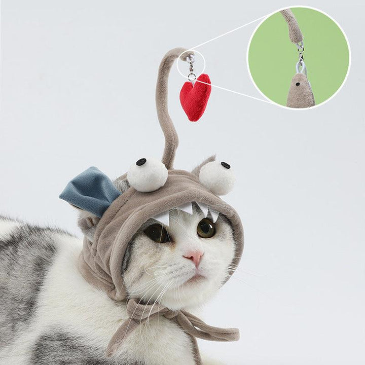 New Head Wearing Feather Funny Cat Stick Funny Cat Toy Stick Gray Big Eye Pet Toys Pet Products - Rikoto