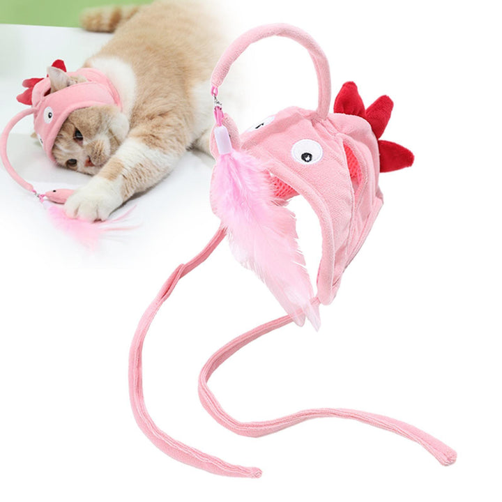 New Head Wearing Feather Funny Cat Stick Funny Cat Toy Stick Gray Big Eye Pet Toys Pet Products - Rikoto