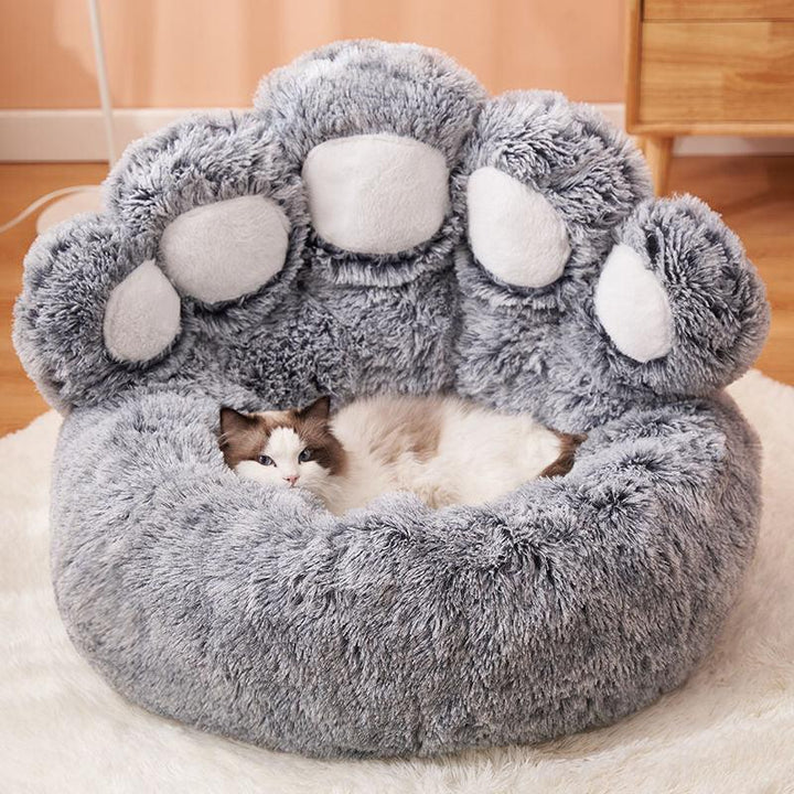 Paw Shape Pet Plush Warm Bed - Rikoto